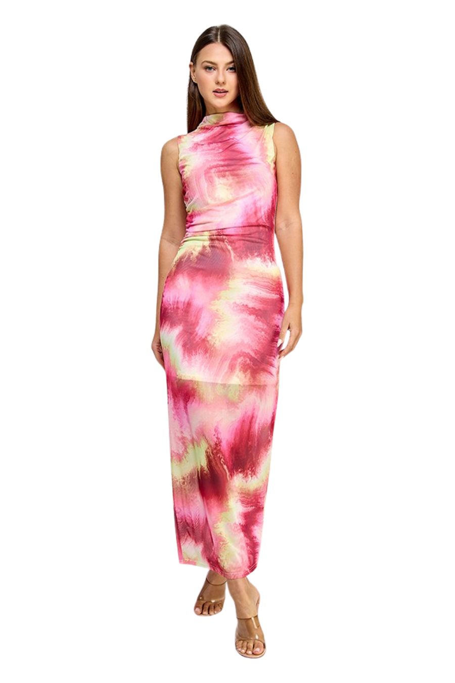 Sunset Mirage Mesh Midi Dress