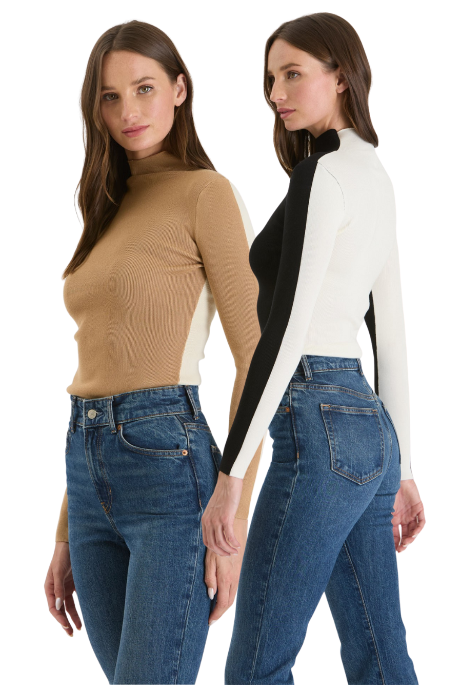 Two-Tone Mock Neck Top