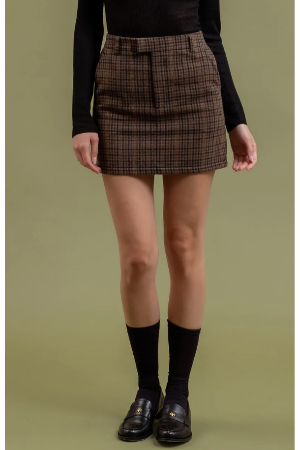 High Waist Plaid Mini Skirt