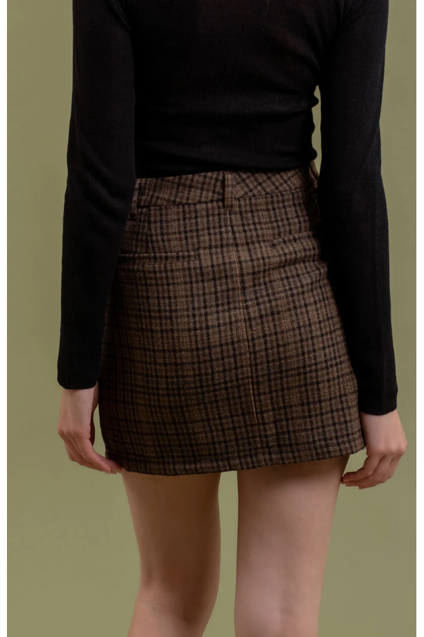 High Waist Plaid Mini Skirt