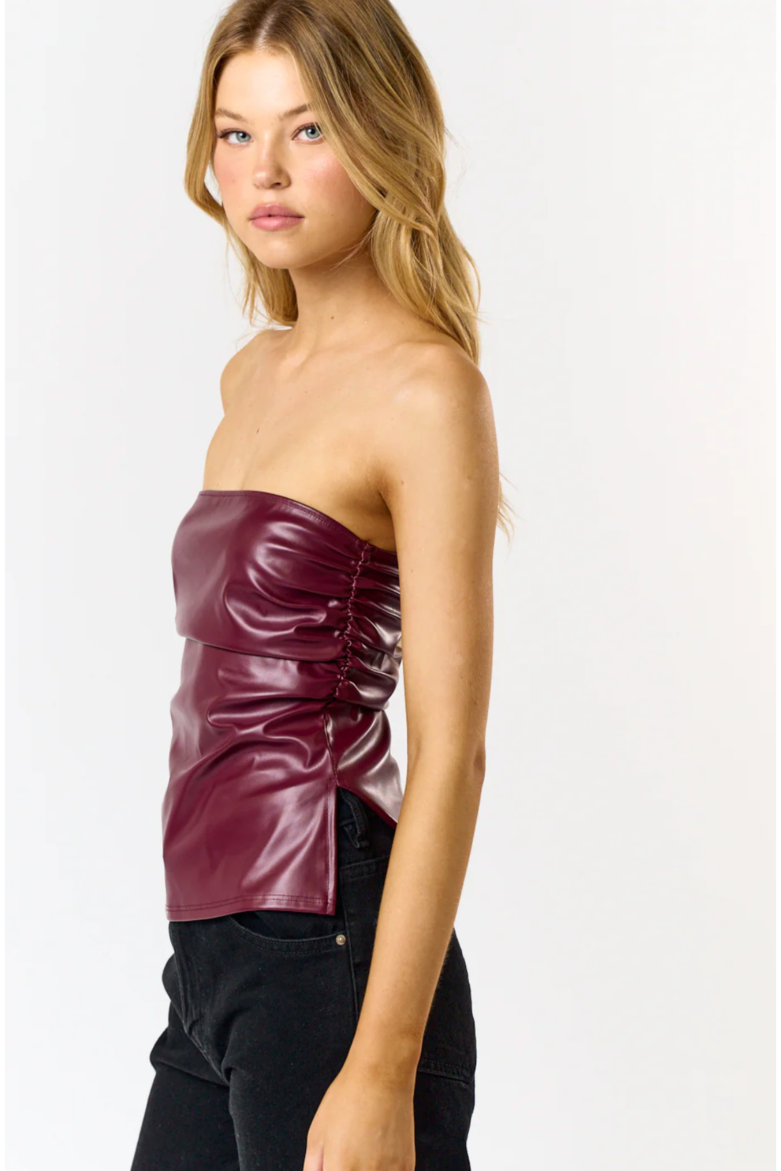 Burgundy Strapless Top