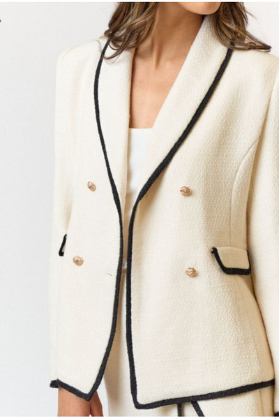 Cream Tweed Blazer Jacket