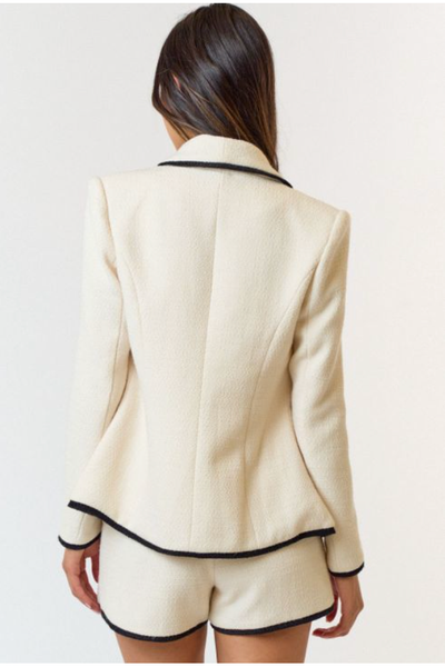 Cream Tweed Blazer Jacket