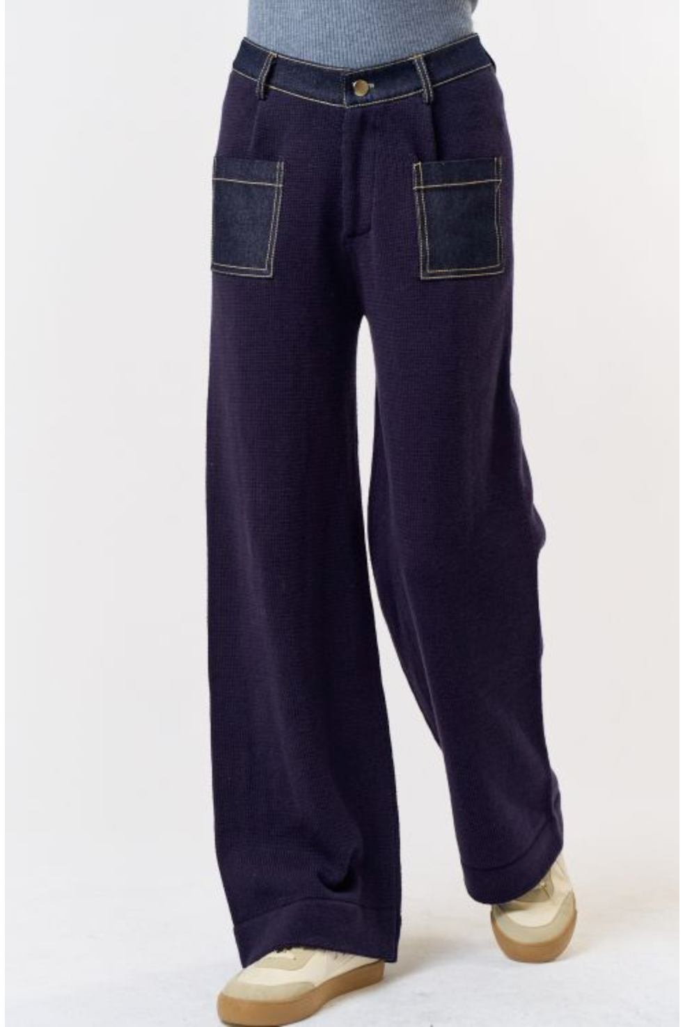 Denim & Knit Fabric Trousers