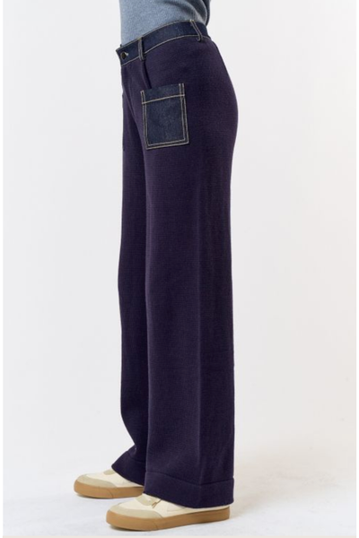 Denim & Knit Fabric Trousers