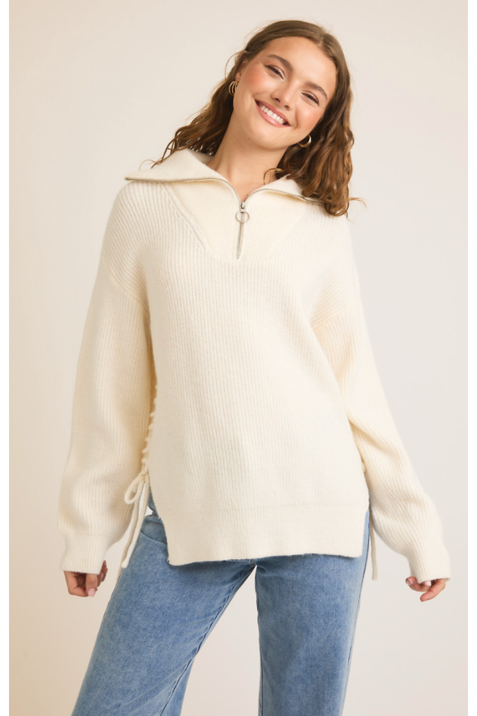 Cream Quarter Zip Sweater