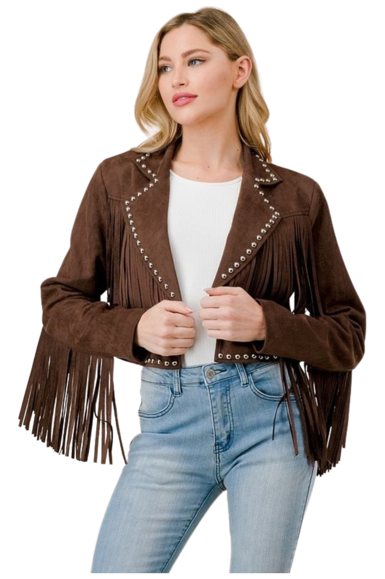 Suede Fringe Stud Jacket