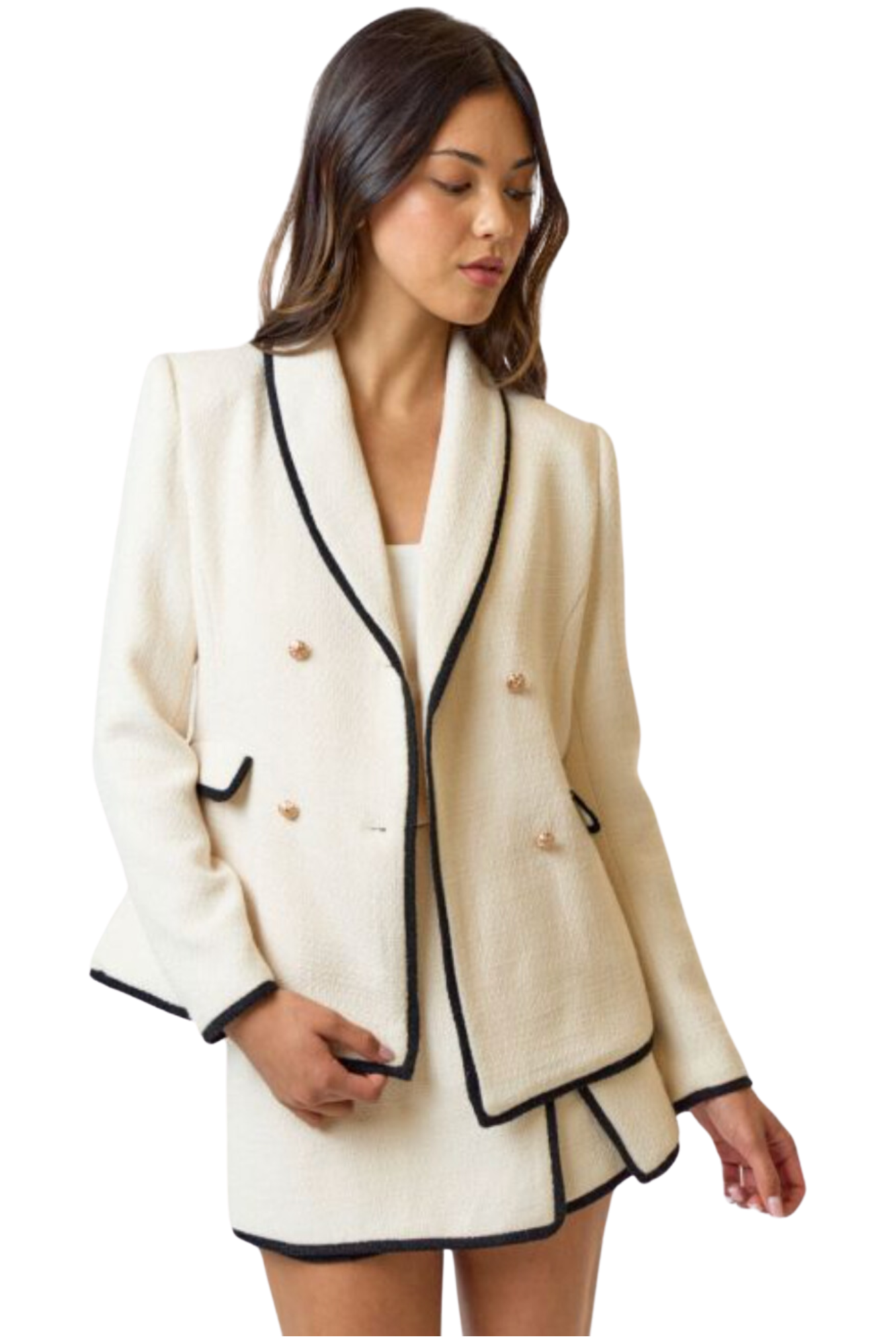 Cream Tweed Blazer Jacket