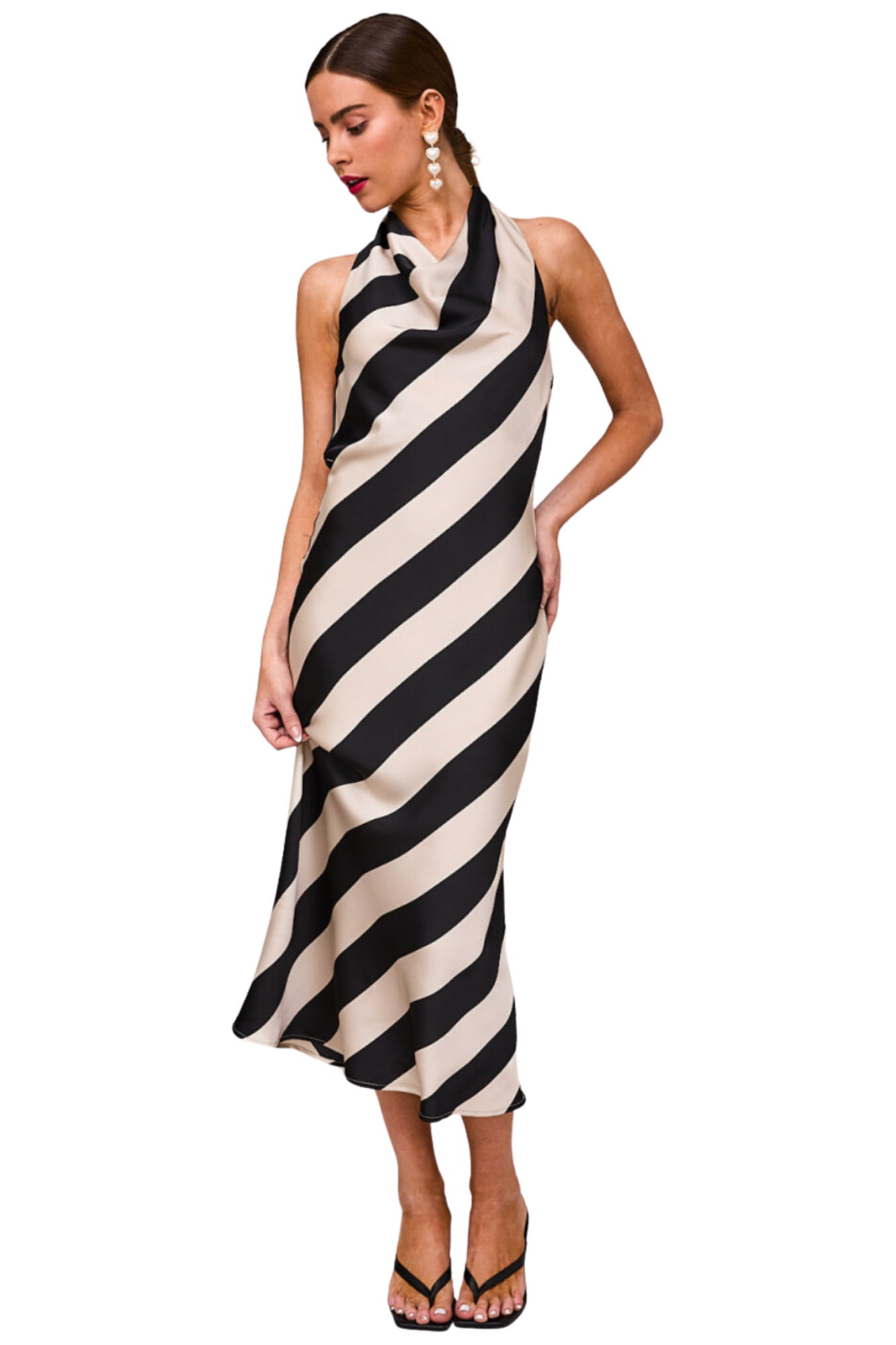 Striped Halter Top Midi Dress