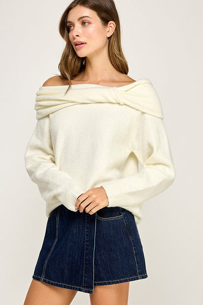 Ivory Foldover Sweater