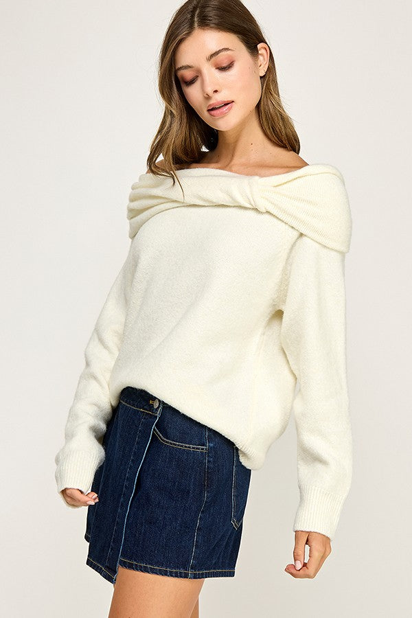 Ivory Foldover Sweater
