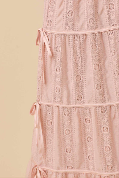 Blush Lace Tiered Maxi Skirt