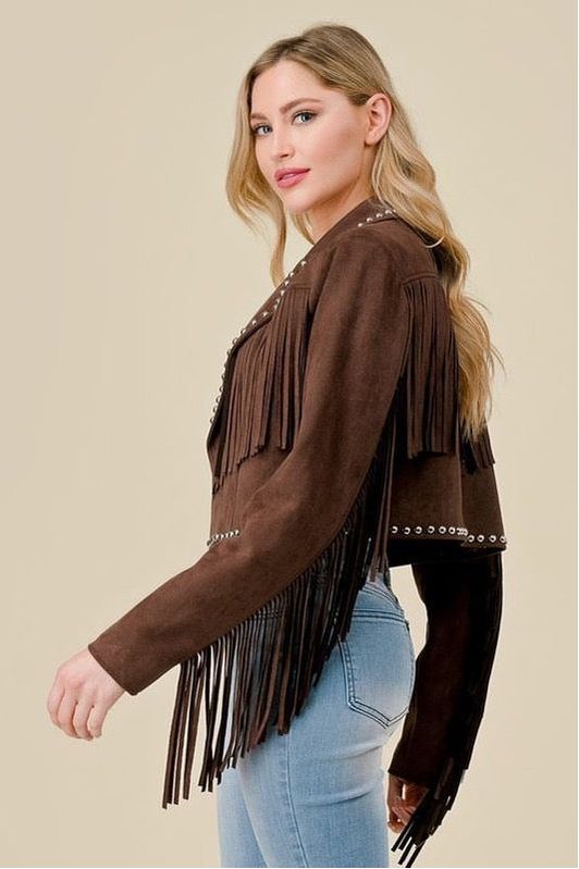 Suede Fringe Stud Jacket