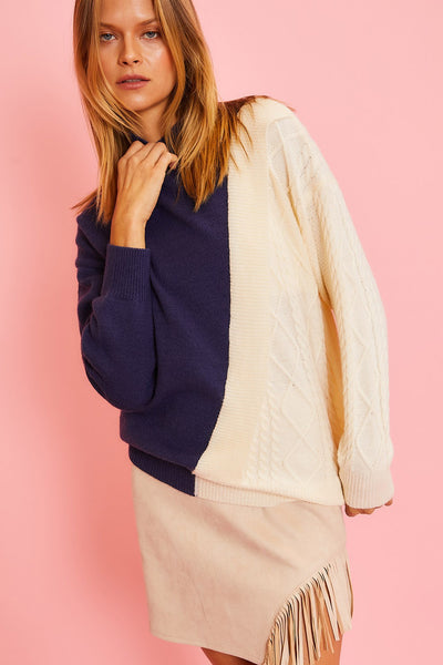 Split & Cozy Colorblock Sweater